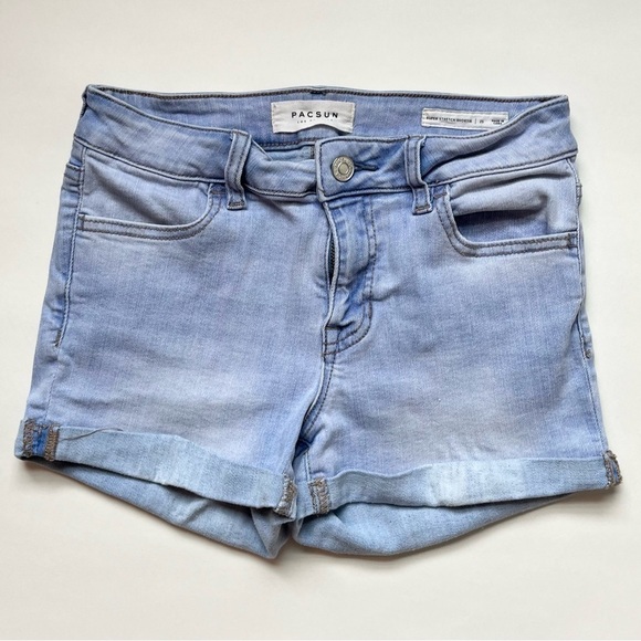 PacSun Super Stretch Shortie light wash denim Jean shorts size 25 - Picture 1 of 4